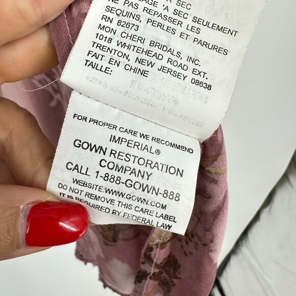 Mon Cheri Bridal Silk Kimono Size S Burnout Floral Beaded Fairy Dust Rose Pink - Picture 5 of 11